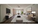 Bright living room featuring neutral furniture, decorative rug, and modern decor at 2899 Duncan Pl, Decatur, GA 30034