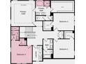 Detailed floorplan showcasing the layout of the second floor, including primary suite, bathrooms, and bedrooms at 5250 Trescott Path, Cumming, GA 30028