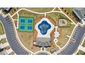 An aerial view of the community amenities, including a pool, playground, tennis court and parking at 3628 Silvery Way, Powder Springs, GA 30127