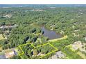 Aerial view showing large wooded lot with lake and proximity to surrounding community at 2962 Norman Cir, Duluth, GA 30096