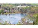 Scenic lake view surrounded by lush trees and elegant homes, offering a tranquil and picturesque setting at 121 Tricias Way, Temple, GA 30179