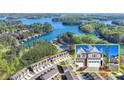 Beautiful aerial view showcasing waterfront homes surrounded by scenic landscape at 2220 Lanier Harbor Pt, Buford, GA 30518