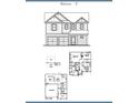 Detailed floor plan showing layout of two-story home with multiple bedrooms, garage, kitchen, and living areas at 112 Maplewood Ln, Conyers, GA 30094