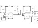Two-story floorplans showing room layouts of the home including the primary bedroom, kitchen, and additional bedrooms at 1375 Harris Rd, Lawrenceville, GA 30043
