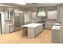 A spacious kitchen with a large center island, stainless steel appliances and light gray cabinetry at 1445 West Wesley Ne Rd, Atlanta, GA 30327