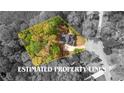 Aerial view of a wooded property with estimated property lines at 530 S Lost Lake Cv, Villa Rica, GA 30180