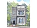 Detailed exterior rendering showcases a gray two-story home with elegant architectural details and landscaping at 11863 Serenbe Ln, Chattahoochee Hills, GA 30268