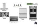 CAFE 36' stainless steel appliances package including wall-mount hood, cooktop, dishwasher, microwave, and combo double oven at 555 Southland Cir, Canton, GA 30115
