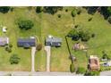 A birds-eye view of the property with a large yard, mature trees and a long driveway at 362 Mcgiboney Rd, Covington, GA 30016