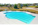 Aerial view of a community pool featuring a mushroom fountain, tanning ledge, and pool furniture at 13579 Whitman Ln, Covington, GA 30014
