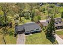 An aerial shot of the house highlighting its spacious yard and surrounding greenery at 313 Ellenwood Dr, Bowdon, GA 30108