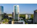 Aerial view of high-rise condo building with unit 1518 highlighted, offering panoramic city views at 3324 Peachtree Ne Rd # 1518, Atlanta, GA 30326