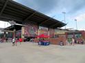 Exterior view of Coolray Field, with fans enjoying pregame festivities outside the stadium at 1000 Sutherland Lane (Lot 35), Lawrenceville, GA 30043