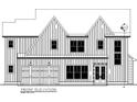 Front elevation blueprint shows a two-story home with vertical siding and a two-car garage at 3920 Bellair Dr, Marietta, GA 30066