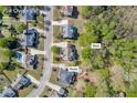 Detailed aerial view showing the layout of the home and labeled storage shed at 3311 Lost Meadows Ln, Buford, GA 30519