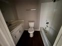 Cozy full bathroom featuring a vanity with sink and shower-tub combo at 3347 Sir Lancelot Sw Pl, Marietta, GA 30008