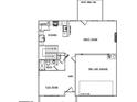 Layout for the first floor features a kitchen, great room, flex room, bathroom, and two car garage at 663 Egrets Landing Lot #55, Covington, GA 30014