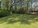 Expansive, tree-lined backyard offering a private and serene outdoor space at 1477 Springleaf Se Cir, Smyrna, GA 30080