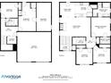 Detailed floor plan showcasing the layout of both floors, highlighting room dimensions and overall square footage at 1303 Flat Shoals Rd, Atlanta, GA 30349