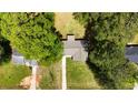 An overhead view of a home surrounded by lush trees, with a driveway leading to the street at 530 Bell Se Rd, Conyers, GA 30094