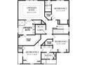 Second story floor plan featuring an owner's suite with a private bath, walk in closet, three bedrooms, and two bathrooms at 3350 Hillshire Dr, Cumming, GA 30028