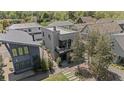An aerial view of the modern home showcasing its unique design and surrounding neighborhood at 127 Ravenhurst Dr, Fayetteville, GA 30214