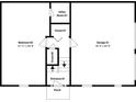 Detailed floorplan of the lower level showing bedroom, garage, utility room, closets, and entrance at 1327 Laura Ln, Austell, GA 30168