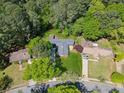 An aerial perspective showcases this home amidst a canopy of trees within its suburban neighborhood at 553 Candlewood Dr, Stone Mountain, GA 30088