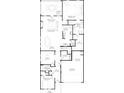 Open-concept floor plan with kitchen, living room, dining area, study, and primary suite at 76 English Barn Way, Hiram, GA 30141