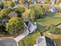 Aerial view of home showcasing large, grassy backyard and surrounding neighborhood at 946 Steadman Ter, Marietta, GA 30064