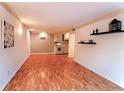 Bright living room features beautiful hardwood floors and is ready for personalized decorations at 1181 Church St # D, Decatur, GA 30030