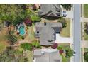 An aerial view of a neighborhood featuring a home with a private backyard pool at 68 Highcrest Dr, Acworth, GA 30101