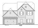 Detailed front elevation rendering of home featuring stone accents and shutters at 484 Charleston Pl, Villa Rica, GA 30180