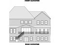 Rear elevation rendering featuring multiple windows and doors at 409 Thunder Rd, Buford, GA 30518