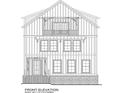 Detailed architectural drawing of a home's front elevation, showing the layout with windows and design elements at 155 Alcovy Ter, Alpharetta, GA 30009