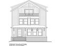 Detailed front elevation of a new home construction plan with porch and upper balcony at 145 Alcovy Ter, Alpharetta, GA 30009
