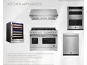 Features JennAir 48' gas range, stainless steel range hood, combo microwave and wine cooler at 5694 Brendlynn Dr, Suwanee, GA 30024