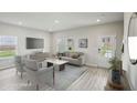 Virtually staged living room with stylish furniture and ample natural light at 1280 Firefly Field Trce, Lawrenceville, GA 30045