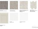 Selection of interior design materials, including flooring, carpets, tile, cabinet door, and countertops at 3321 Burkston Pl, Buford, GA 30519