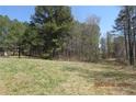 Lush green grass on this wooded lot leading to the road, showing off the property's picturesque landscaping at 8740 Atlanta Newnan Rd, Chattahoochee Hills, GA 30268