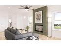 Comfortable living room featuring a fireplace and neutral tones at 99 Alameda St # 14, Loganville, GA 30052