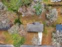 Aerial view of a charming residence with a well-kept roof surrounded by lush trees and lawn at 2588 Shady Sw Ln, Conyers, GA 30094
