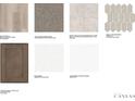 Selection of interior samples featuring flooring, carpet, backsplash, countertops and cabinet styles at 5335 Trescott Path, Cumming, GA 30028