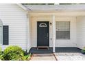 A close-up of the home's entrance, featuring a dark front door and small front porch at 25 Bridlewood Ct, Stockbridge, GA 30281
