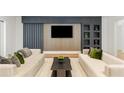 Modern living room with sleek furniture, a stylish entertainment center, and contemporary decor at 5260 Long Island Nw Dr, Atlanta, GA 30327