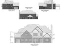 Architectural drawings of a two-story home featuring a brick facade and attached garage in front, rear, left, and right elevations at 151 Tipton Ln, Acworth, GA 30102