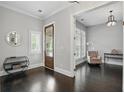 Bright office with shuttered windows, hardwood floors, stylish decor, and a peaceful sitting area at 1811 Kent Ave, Dunwoody, GA 30338