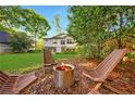 Inviting backyard featuring a fire pit and cozy Adirondack chairs, perfect for outdoor relaxation and entertaining at 893 E Rock Springs Ne Rd, Atlanta, GA 30306