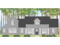 Illustration of a gray two-story home with covered porch and manicured front yard at 1695 Crumbley Rd, Mcdonough, GA 30252