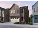 Modern two-story home featuring vertical siding, brick accents, and a two-car garage at 1920 Repose Dr, Chamblee, GA 30341
